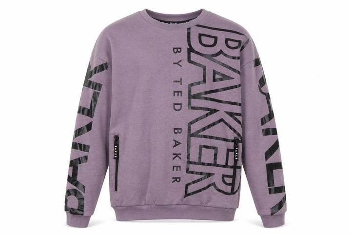 Ted Baker Boys Purple Logo Sweatshirt 12 Years Crew Neck Fleece Cotton Blend