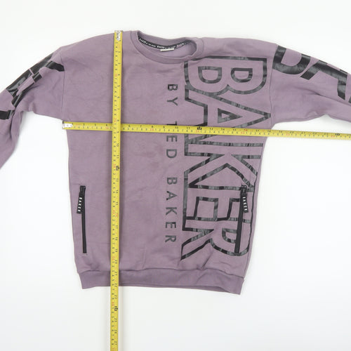 Ted Baker Boys Purple Logo Sweatshirt 12 Years Crew Neck Fleece Cotton Blend