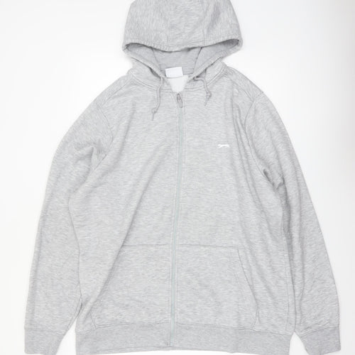 Slazenger Mens Grey 2XL Full Zip Fleece Hoodie