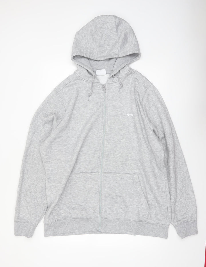 Slazenger Mens Grey 2XL Full Zip Fleece Hoodie