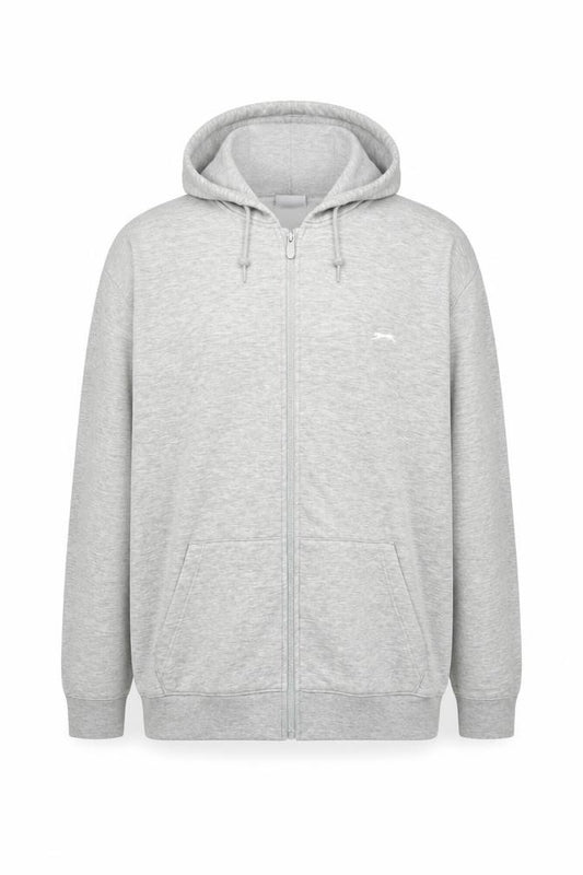 Front view of Slazenger men’s grey 2xl full zip fleece hoodie