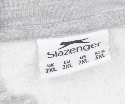 Slazenger Mens Grey 2XL Full Zip Fleece Hoodie