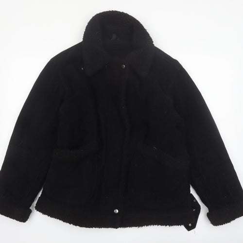 Topshop Womens Black Size 8 Shearling Lined Corduroy Jacket