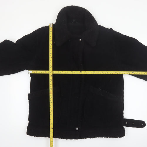 Topshop Womens Black Size 8 Shearling Lined Corduroy Jacket