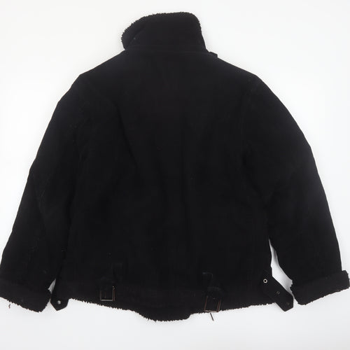 Topshop Womens Black Size 8 Shearling Lined Corduroy Jacket