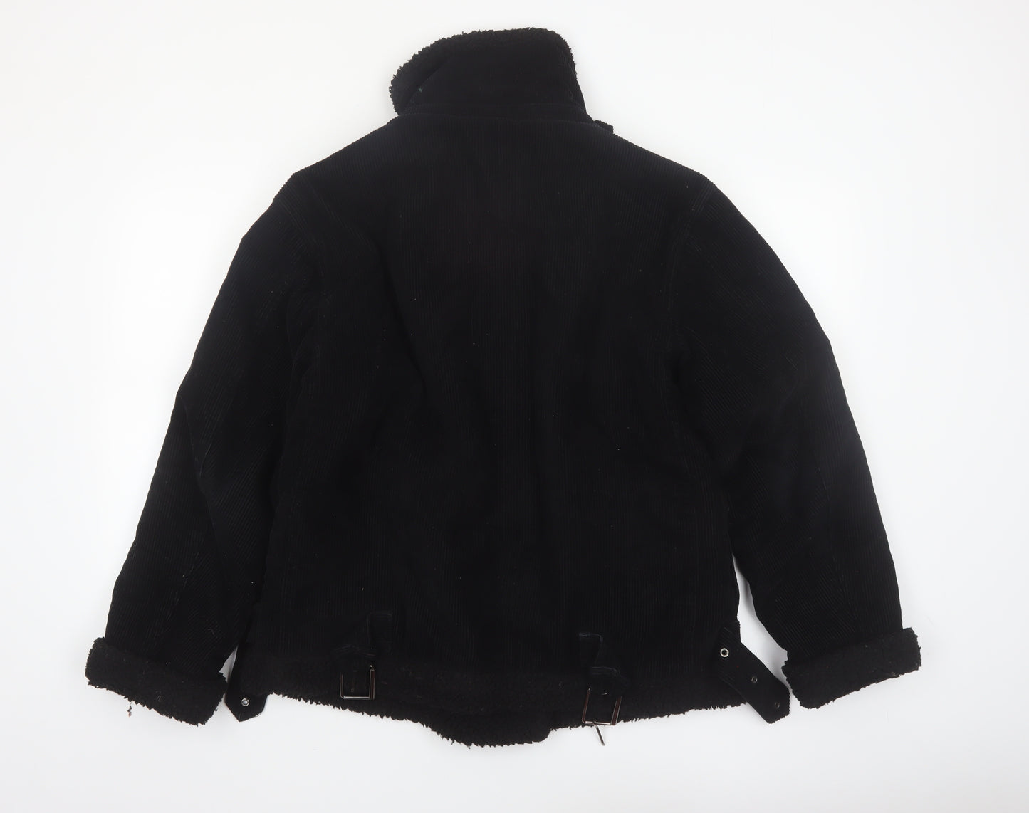 Topshop Womens Black Size 8 Shearling Lined Corduroy Jacket