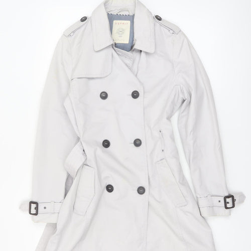 Esprit Women's Beige Trench Coat Size 8 Belted Classic Mid-Length