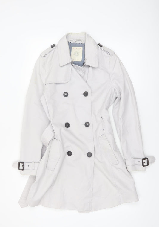 Esprit Women's Beige Trench Coat Size 8 Belted Classic Mid-Length
