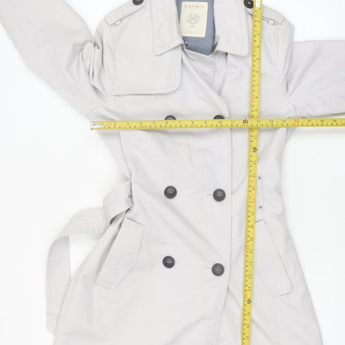 Esprit Women's Beige Trench Coat Size 8 Belted Classic Mid-Length