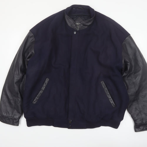 Outer Boundary Men's Navy Wool Leather Varsity Jacket XL