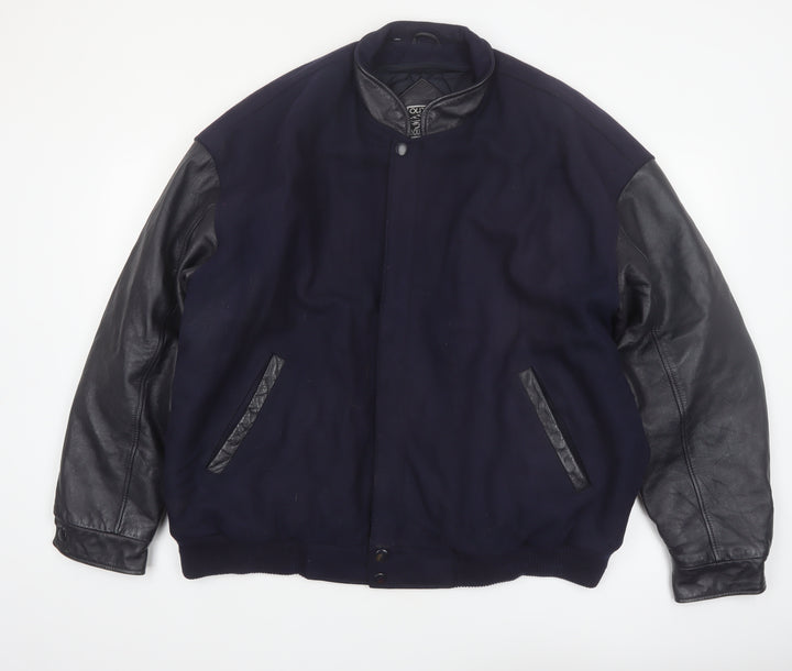 Outer Boundary Men's Navy Wool Leather Varsity Jacket XL