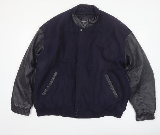 Outer Boundary Men's Navy Wool Leather Varsity Jacket XL