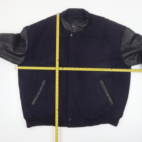 Outer Boundary Men's Navy Wool Leather Varsity Jacket XL