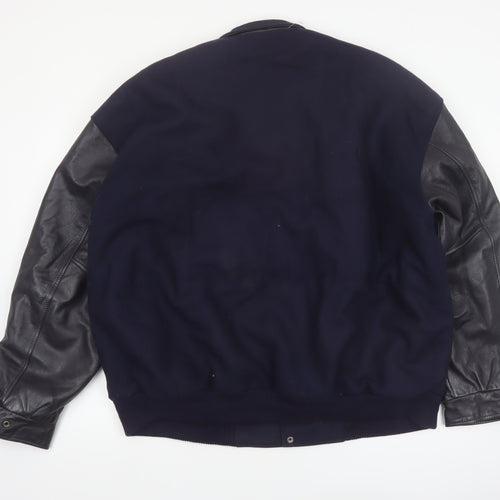 Outer Boundary Men's Navy Wool Leather Varsity Jacket XL