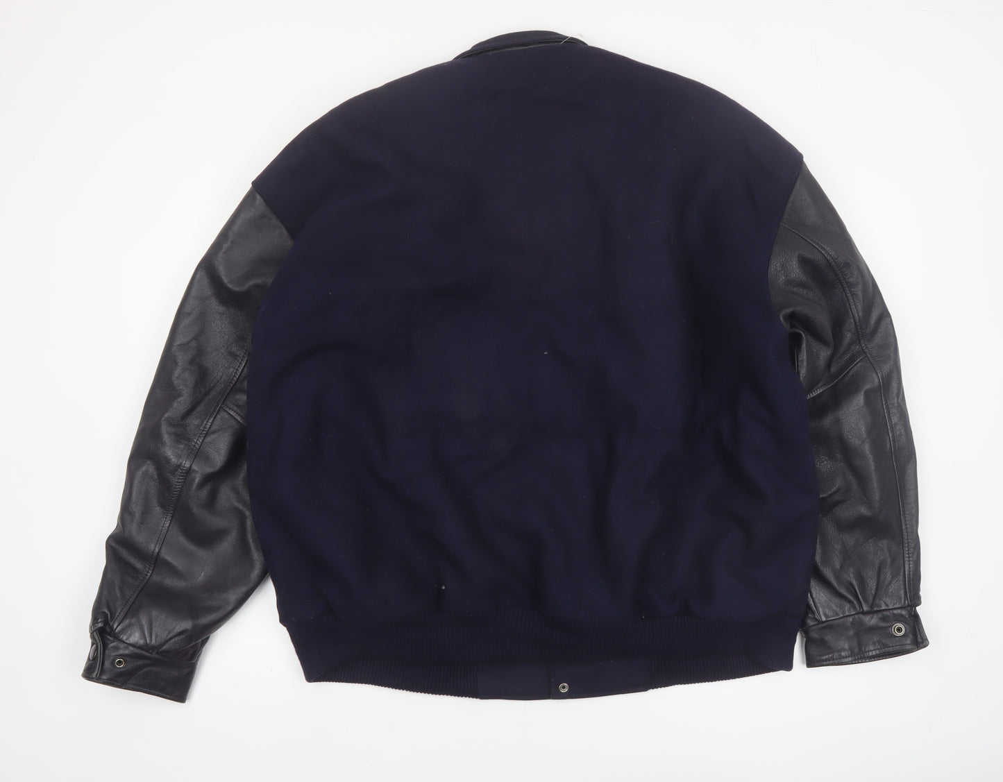 Outer Boundary Men's Navy Wool Leather Varsity Jacket XL