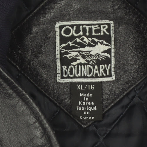 Outer Boundary Men's Navy Wool Leather Varsity Jacket XL