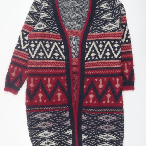 Roman Women’s Red Black Aztec Knit Cardigan Size 14