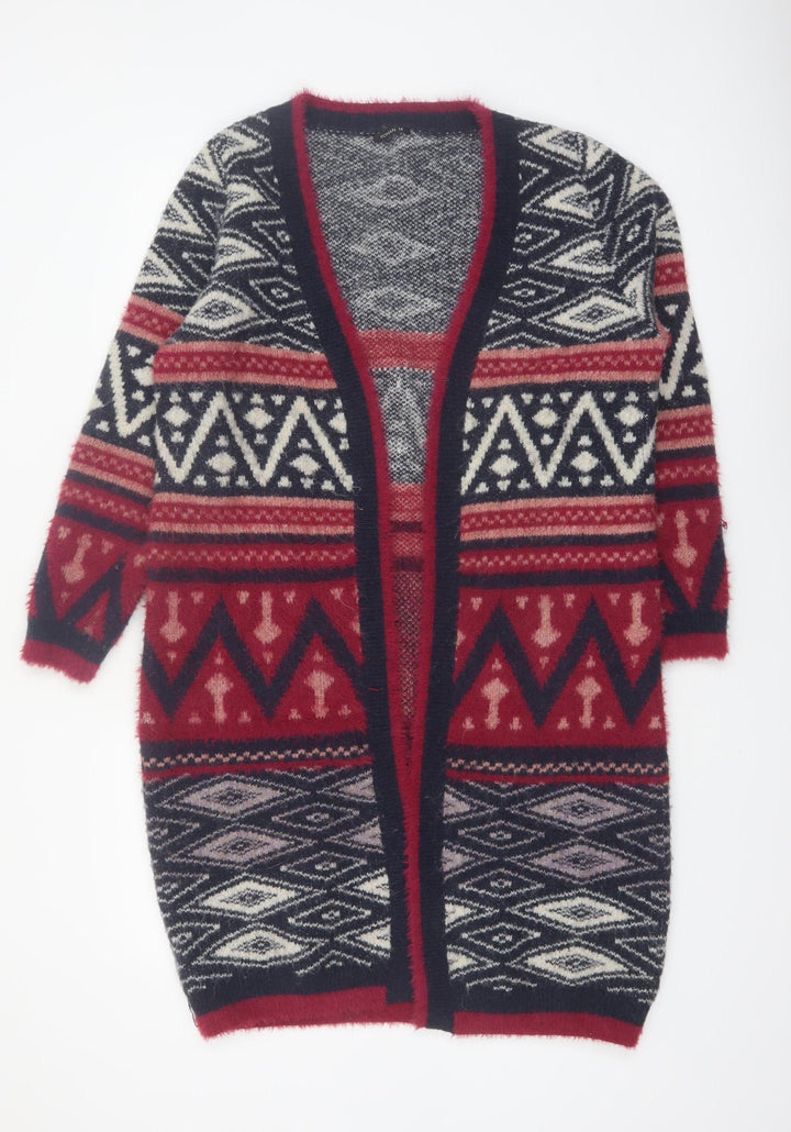 Roman Women’s Red Black Aztec Knit Cardigan Size 14