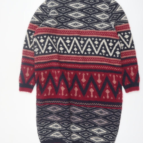Roman Women’s Red Black Aztec Knit Cardigan Size 14