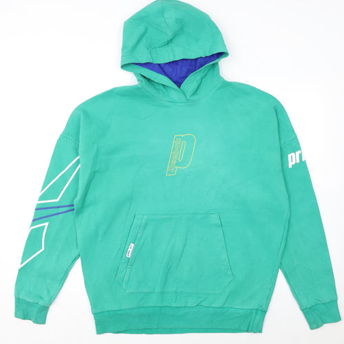 Reebok Mens Green Pullover Hoodie Medium Retro Sportswear