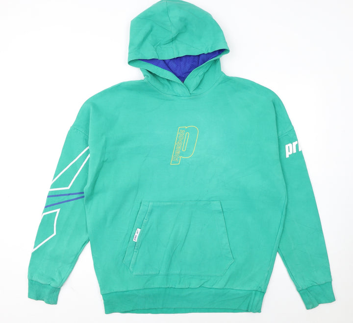 Reebok Mens Green Pullover Hoodie Medium Retro Sportswear