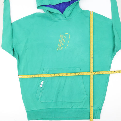 Reebok Mens Green Pullover Hoodie Medium Retro Sportswear