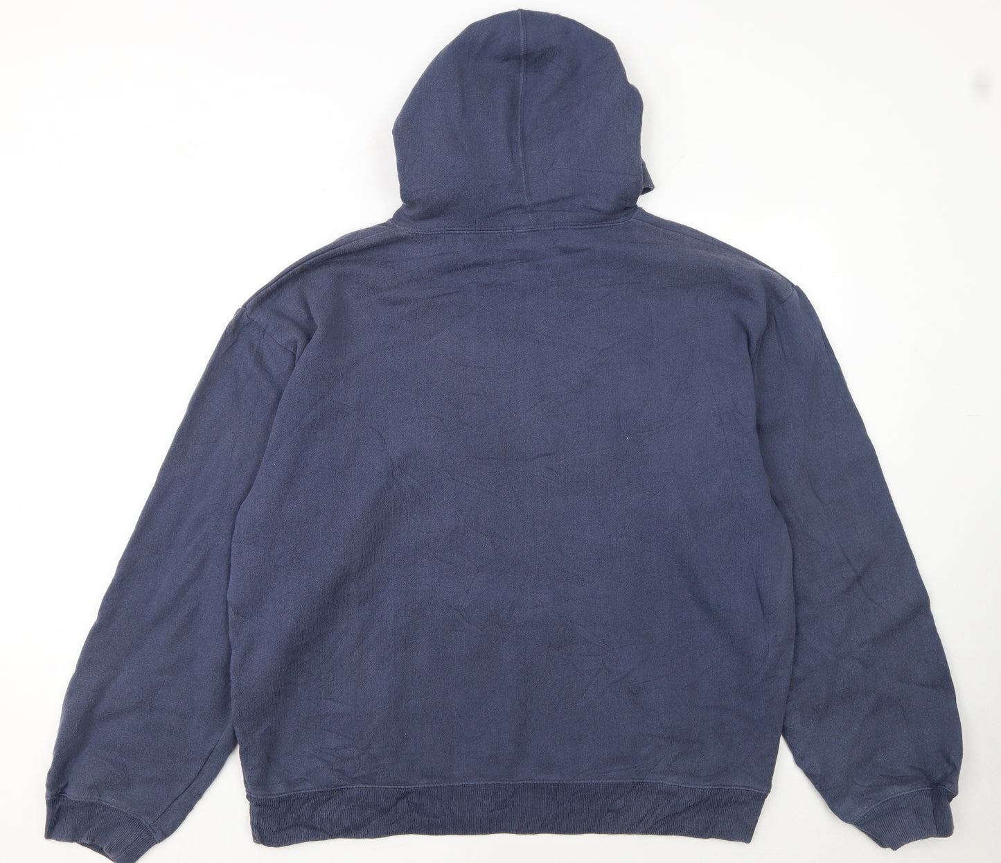 GAP Mens Blue Pullover Hoodie L Fleece Logo Sweatshirt