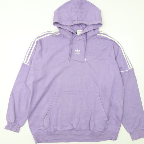 Adidas Women Purple XL Pullover Hoodie with White Stripes