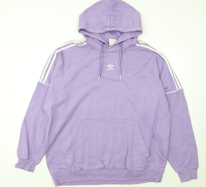 Adidas Women Purple XL Pullover Hoodie with White Stripes