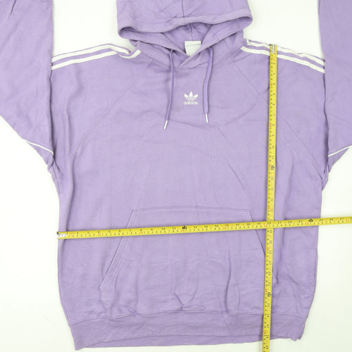 Adidas Women Purple XL Pullover Hoodie with White Stripes