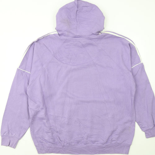 Adidas Women Purple XL Pullover Hoodie with White Stripes