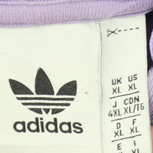 Adidas Women Purple XL Pullover Hoodie with White Stripes
