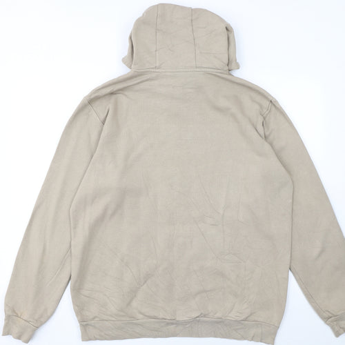Adidas Mens Beige Hoodie Large Pullover Cotton Blend Classic Style