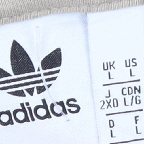 Adidas Mens Beige Hoodie Large Pullover Cotton Blend Classic Style
