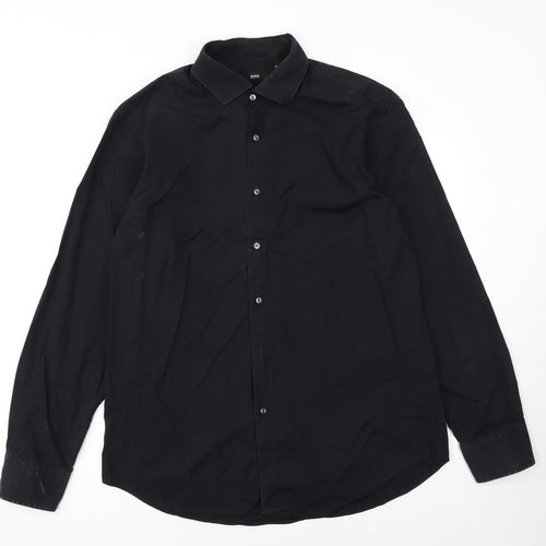 Hugo Boss Men's Black Regular Fit Easy Iron Long Sleeve Shirt 43