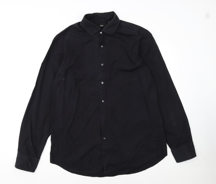 Hugo Boss Men's Black Regular Fit Easy Iron Long Sleeve Shirt 43
