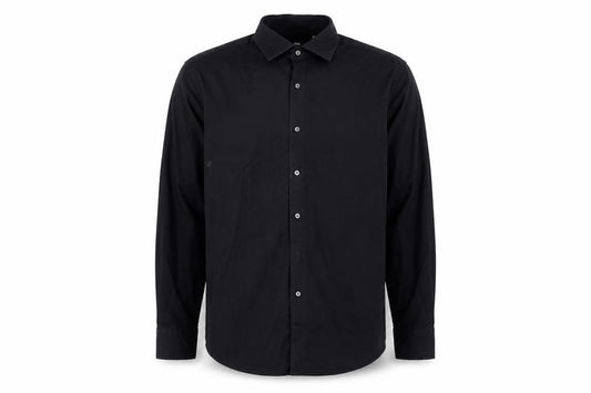 Front view of Hugo Boss Men's Black Regular Fit Easy Iron Long Sleeve Shirt 43