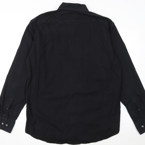 Hugo Boss Men's Black Regular Fit Easy Iron Long Sleeve Shirt 43