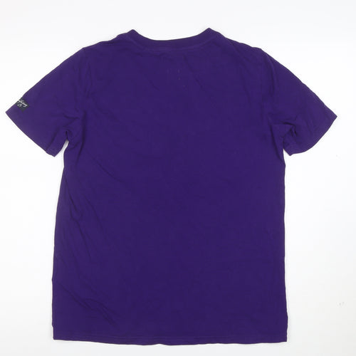 Superdry Womens Purple Logo T-Shirt UK 8 Short Sleeve Cotton Top