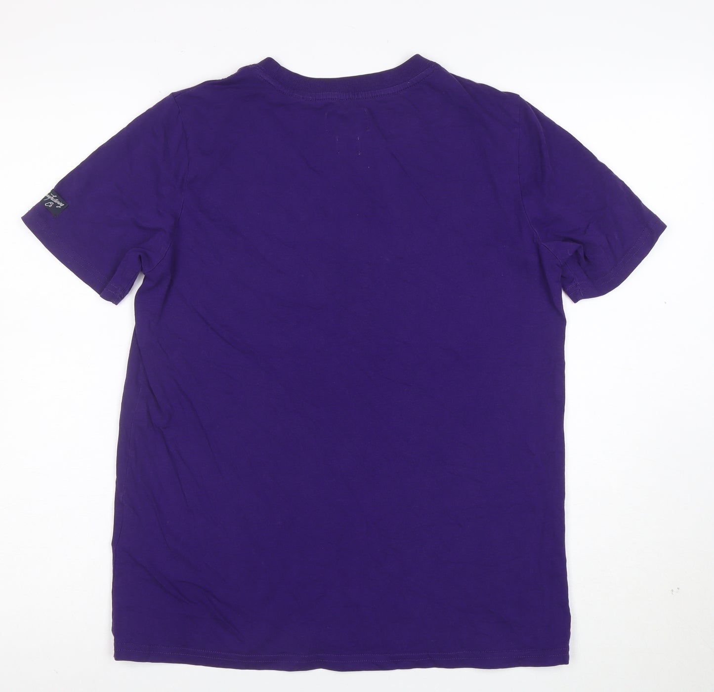Superdry Womens Purple Logo T-Shirt UK 8 Short Sleeve Cotton Top