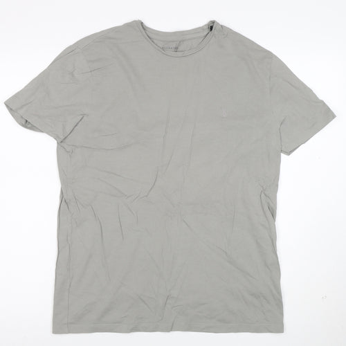 AllSaints Men Grey Cotton Crew Neck Short Sleeve T-Shirt Size M