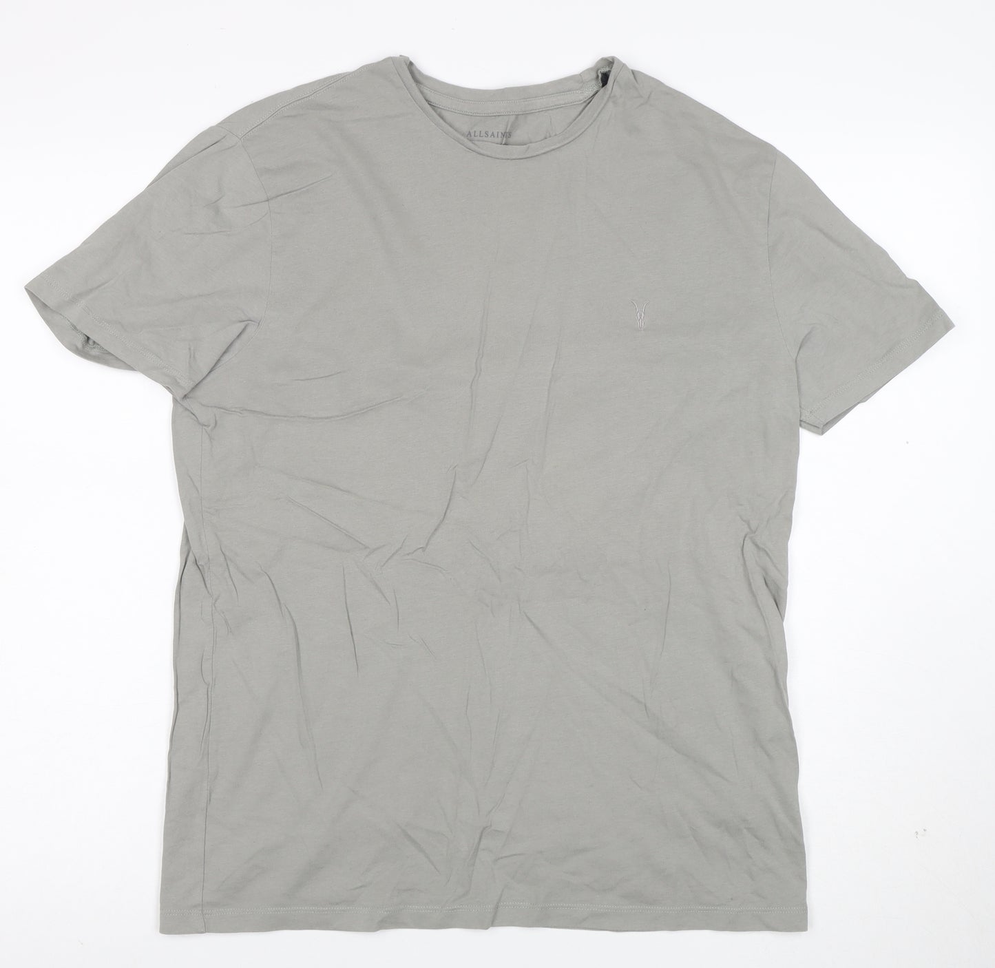 AllSaints Men Grey Cotton Crew Neck Short Sleeve T-Shirt Size M
