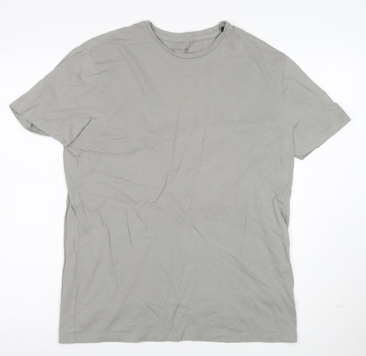 AllSaints Men Grey Cotton Crew Neck Short Sleeve T-Shirt Size M
