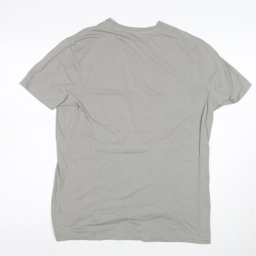 AllSaints Men Grey Cotton Crew Neck Short Sleeve T-Shirt Size M