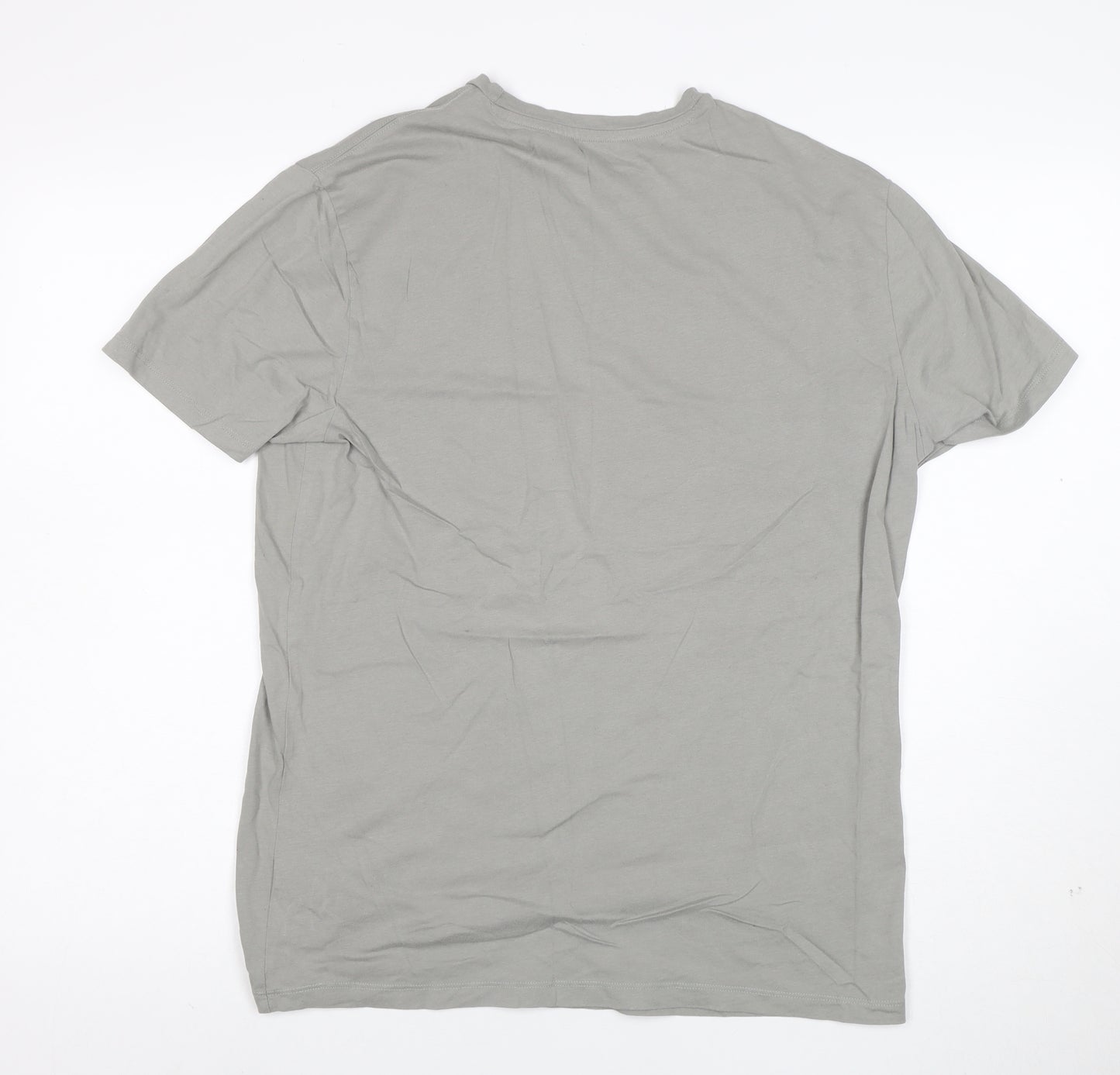 AllSaints Men Grey Cotton Crew Neck Short Sleeve T-Shirt Size M