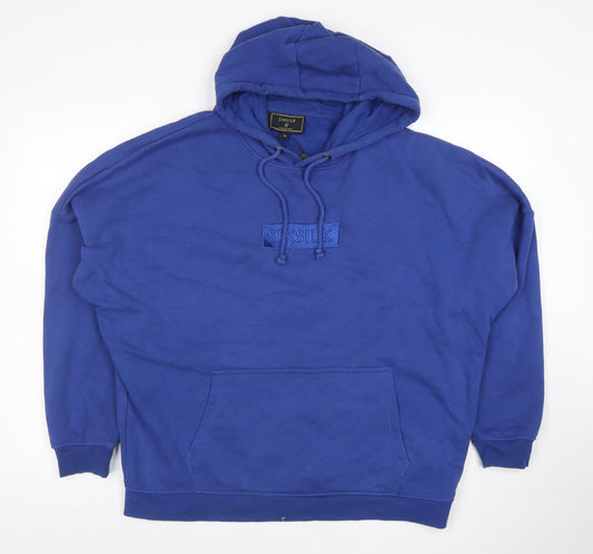 SikSilk Men's Blue Pullover Hoodie Size M Regular Fit Logo Fleece