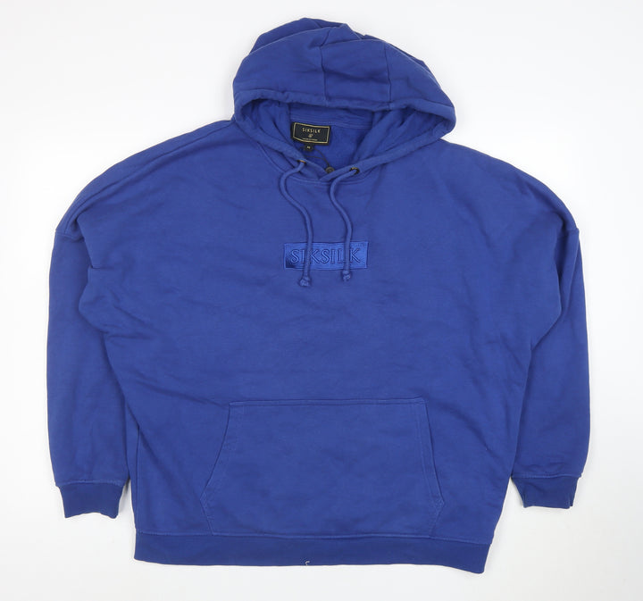 SikSilk Men's Blue Pullover Hoodie Size M Regular Fit Logo Fleece