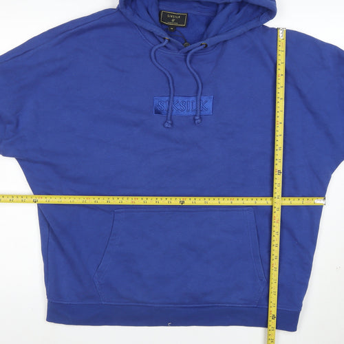 SikSilk Men's Blue Pullover Hoodie Size M Regular Fit Logo Fleece