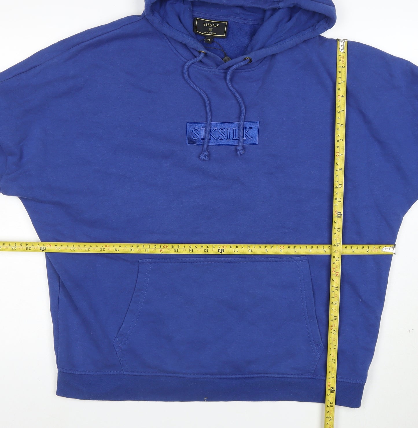 SikSilk Men's Blue Pullover Hoodie Size M Regular Fit Logo Fleece