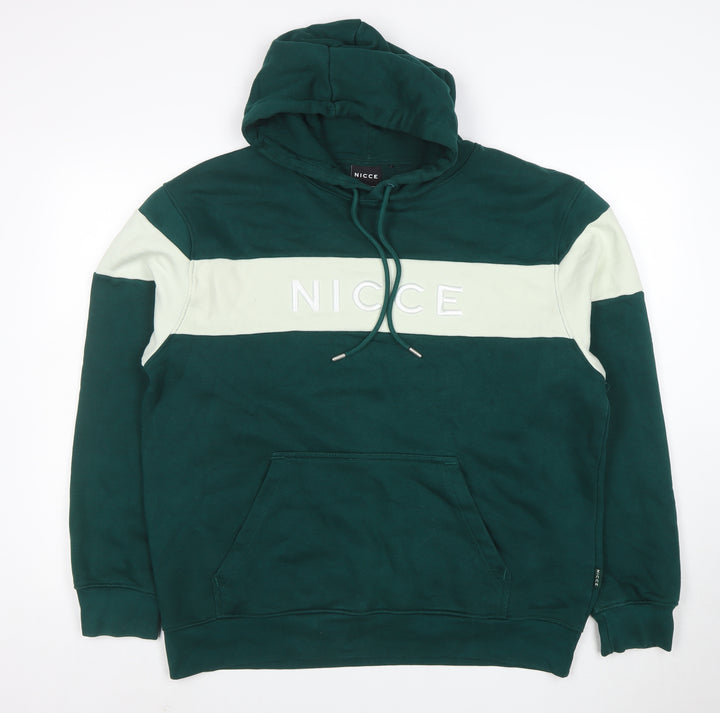 Nicce Men's Green XL Pullover Logo Hoodie with Drawstring and Pockets